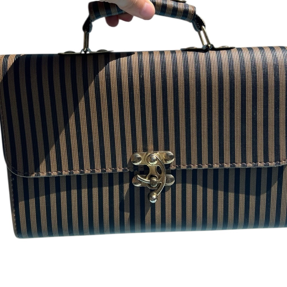 Vintage Striped Brown and Black Women's Bag - Picture 5 of 9